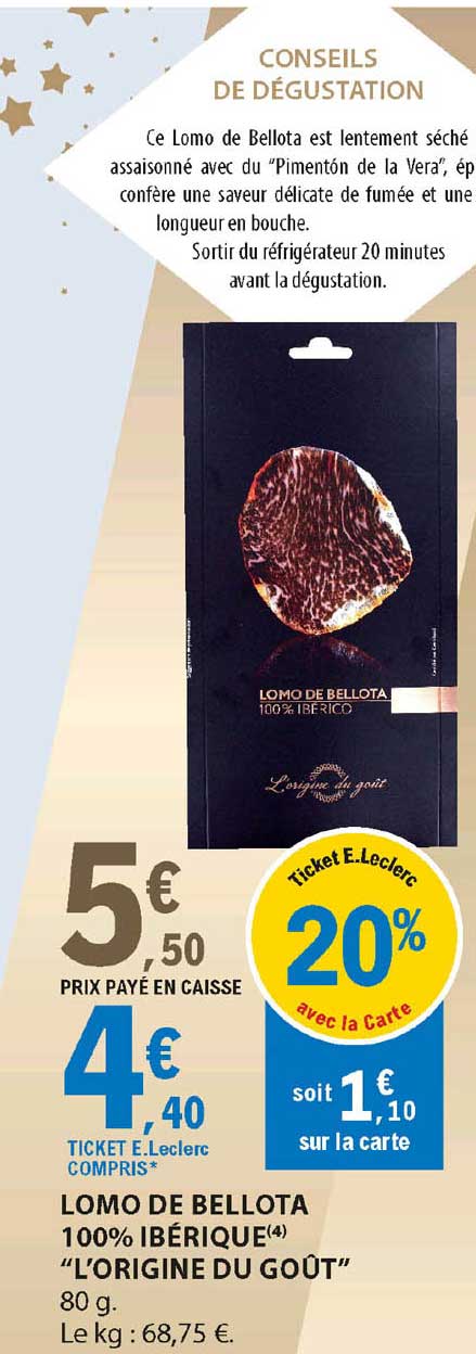 Lomo De Bellota 100% Ibérique  "l'origine Du Goût"