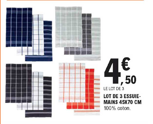 lot de 3 essuie-mains