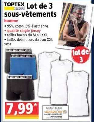 lot de 3 sous-vêtements toptex pro
