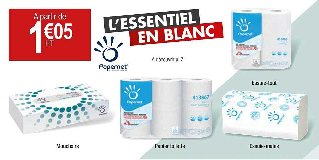 mouchoirs, papier toilette, essuie-mains, essuie-tout papernet