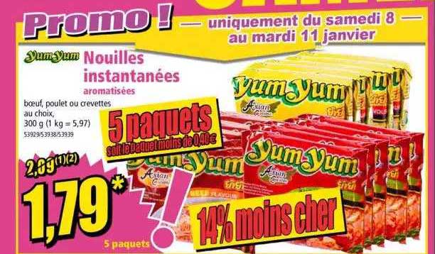 nouilles instantanées aromatisées yum yum