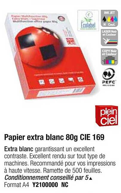 papier extra blanc 80g cie 169