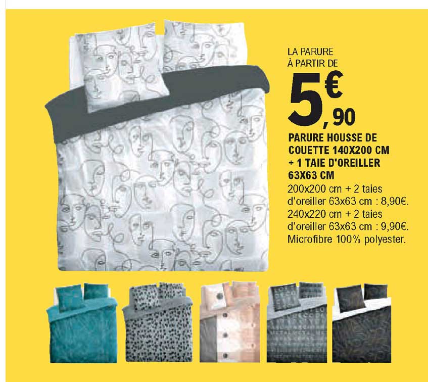 parure hosse de couette + 1 taie d'oreiller