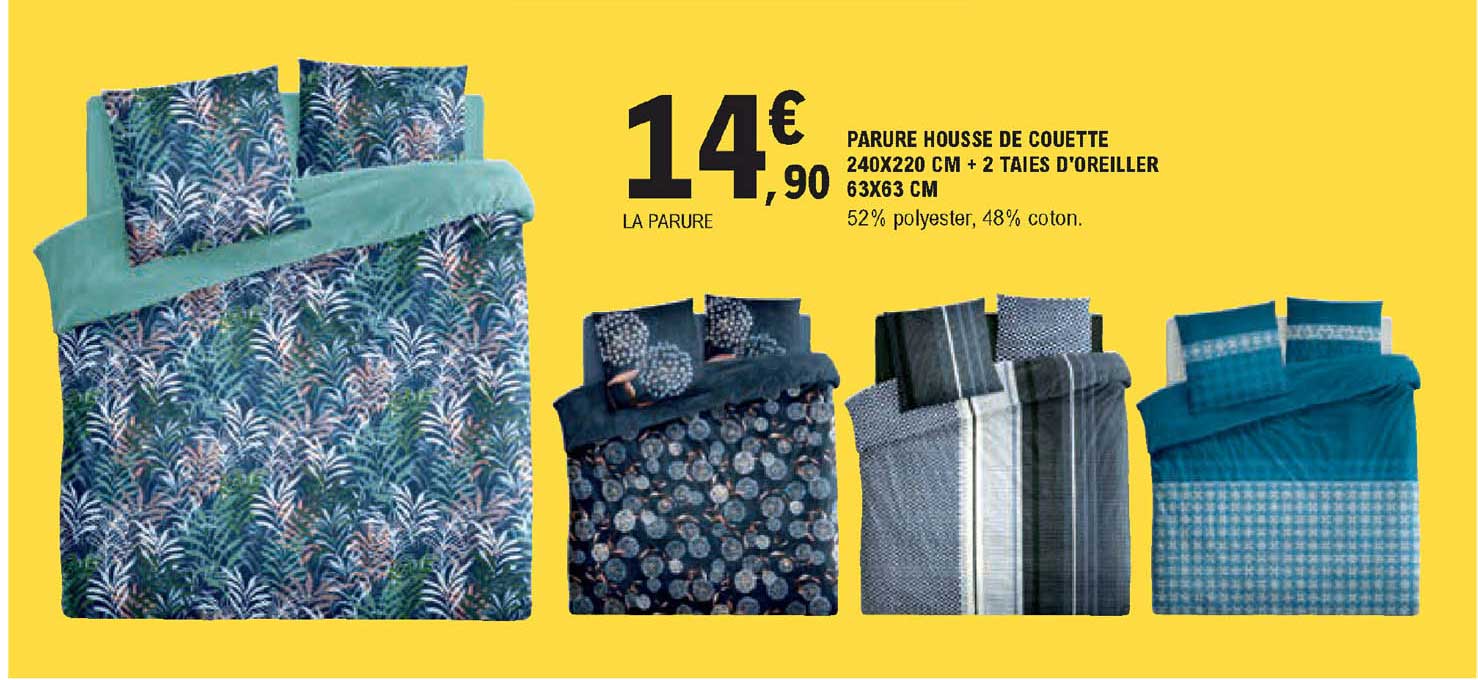 parure housse de couette + 2 taies d'oreiller