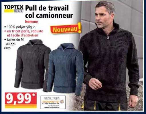 pull de travail col camionneur homme toptex pro