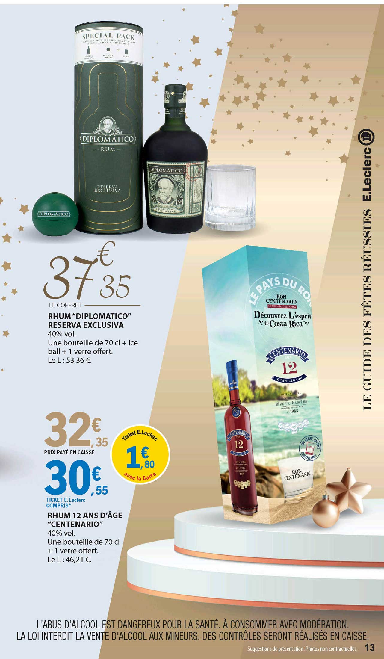 rhum "diplomatico" reserva exclusiva ou rhum 12 ans d'âge "centenario"