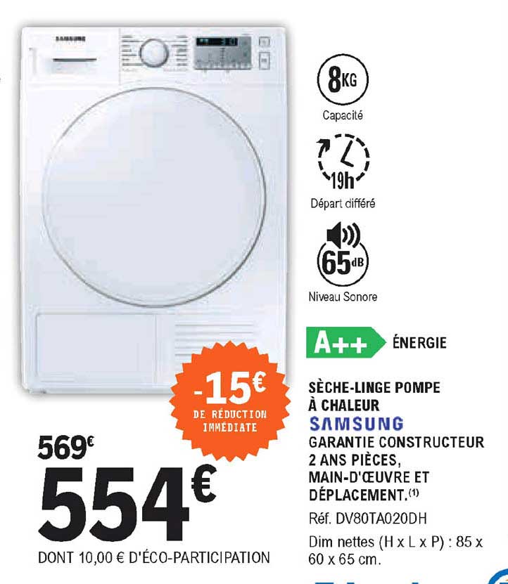 Sèche-linge Pompe à Chaleur Samsung