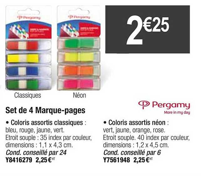 set de 4 marque-pages pergamy