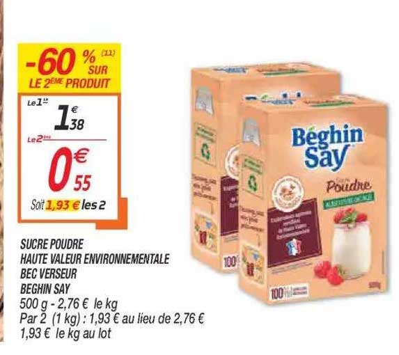 Sucre Poudre Haute Valeur Environnementale Bec Verseur Beghin Say
