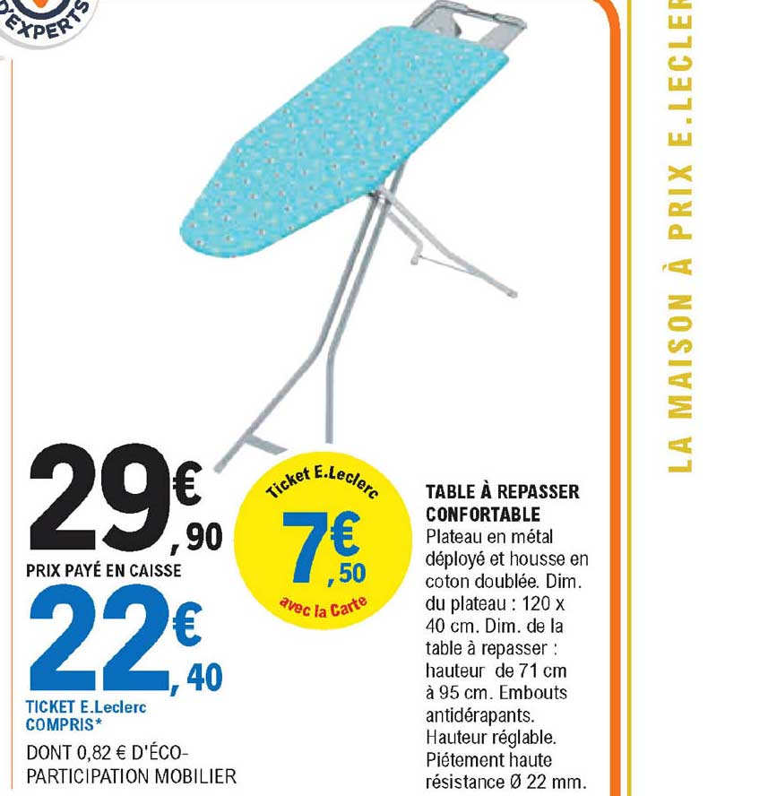 table à repasser confortable