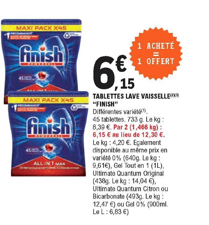 tablettes lave vaisselle "finish"
