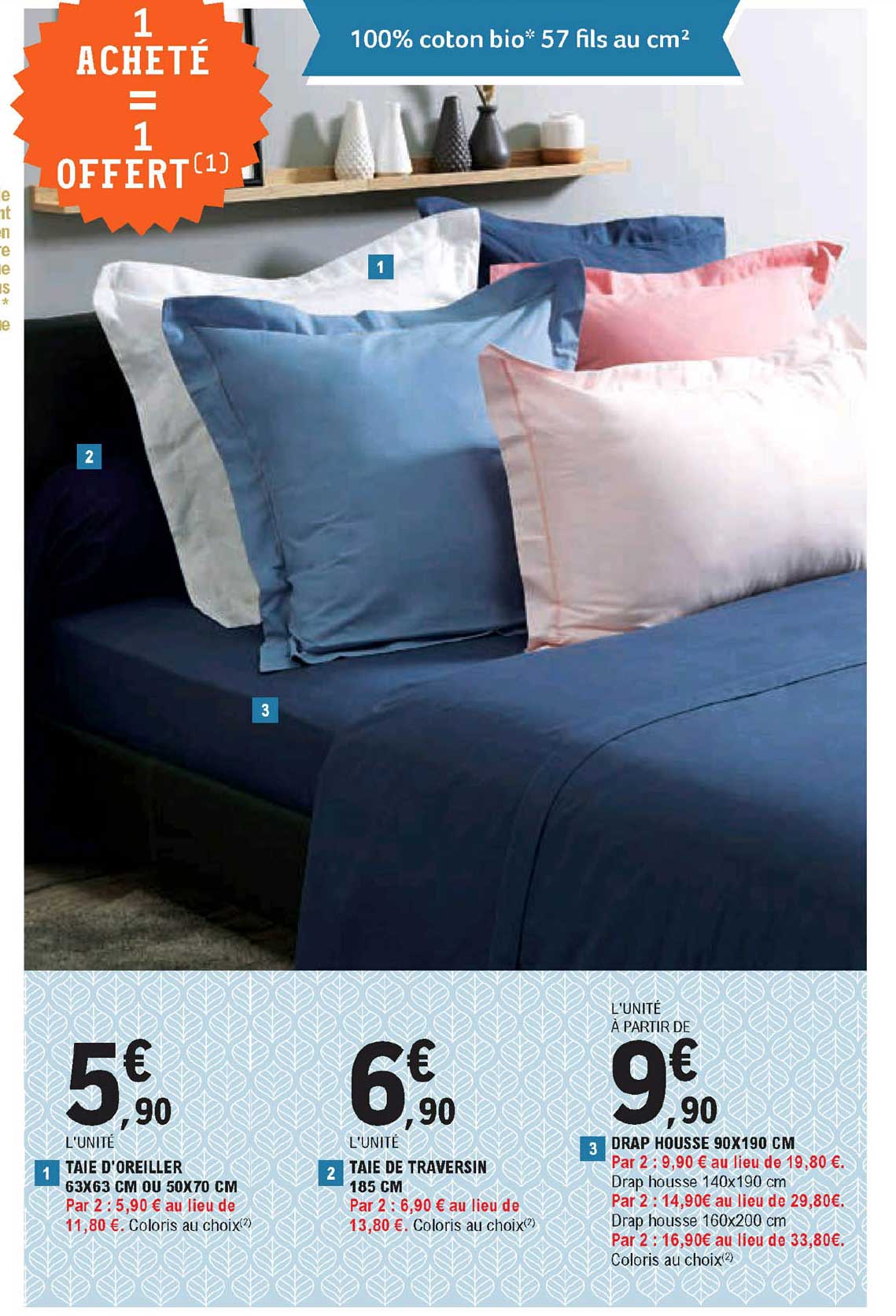 taie d'oreiller ou taie de traversin ou drap housse