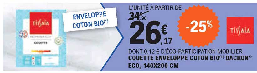 tissaia couette enveloppe coton bio dacron eco2