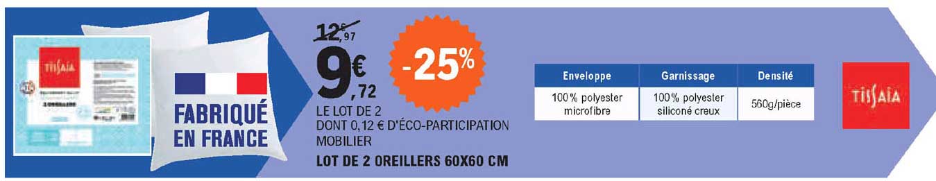 Tissaia Lot De 2 Oreillers