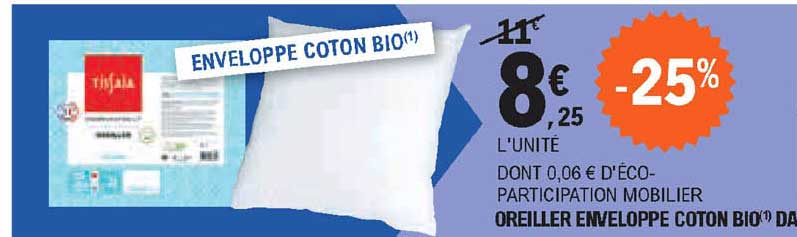 Tissaia Oreiller Enveloppe Coton Bio