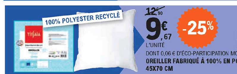 Tissaia Oreiller Fabriqué à 100% En Polyester Recyclé