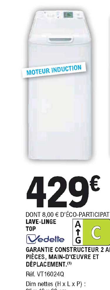 vedette lave-linge top