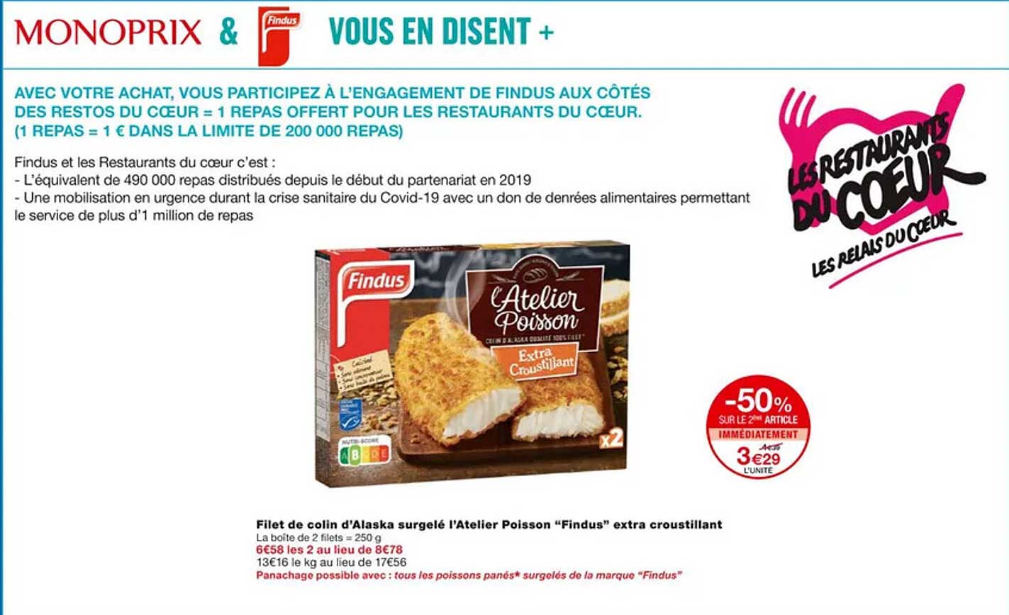 filet de colin d'alaska surgelé l'atelier poisson "findus" extra croustillant