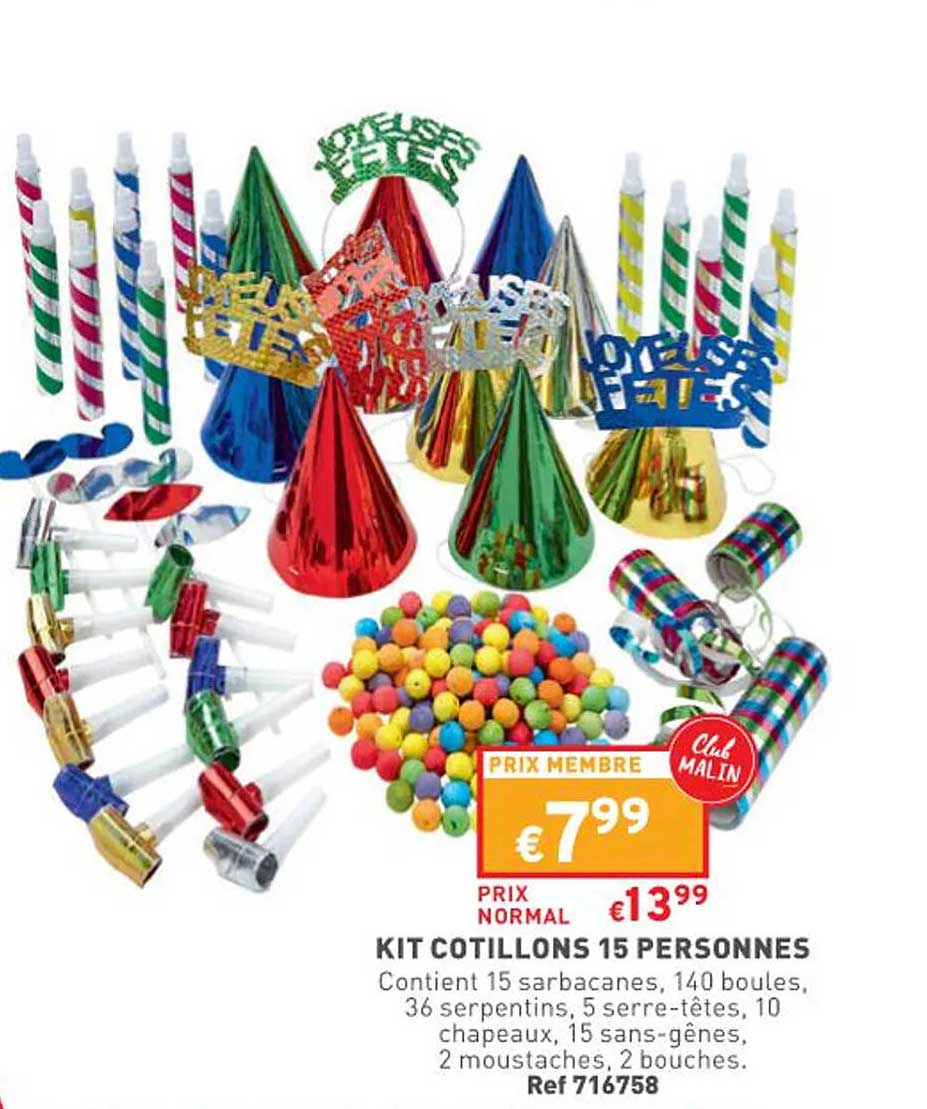 kit cotillons 15 personnes