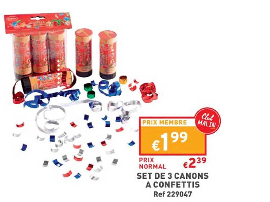 set de 3 canons à confettis