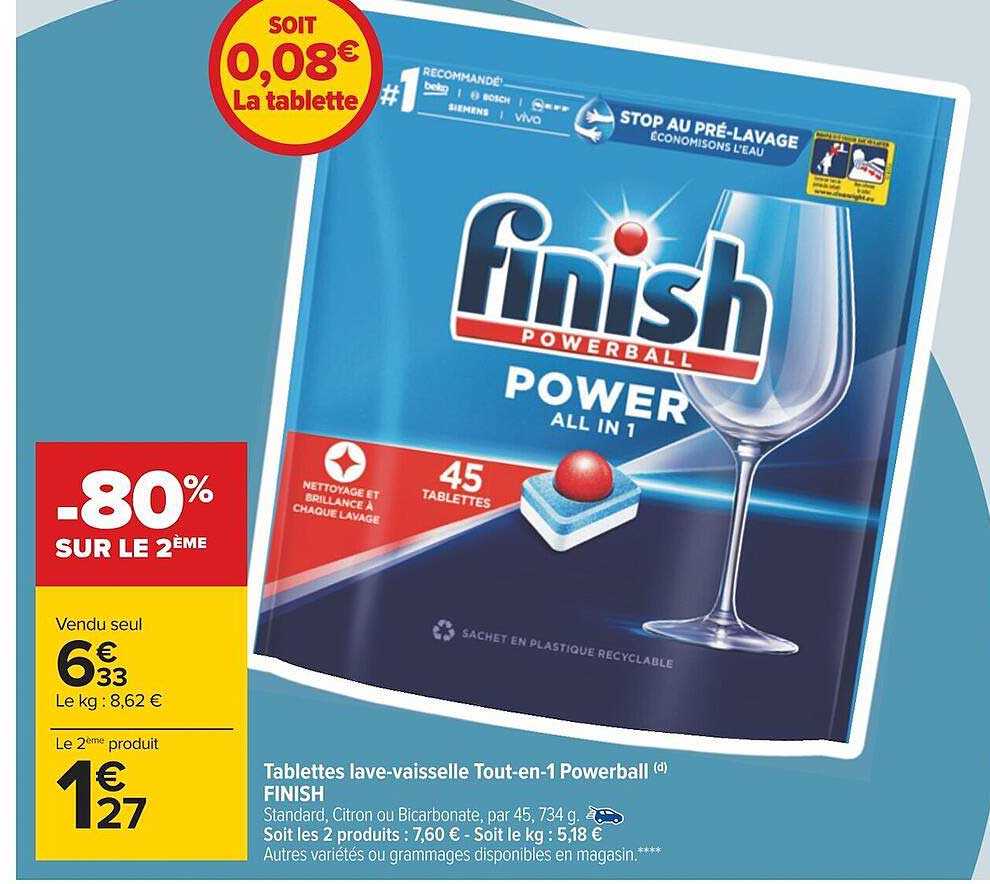 tablettes lave-vaisselle tout-en-1 powerball finish