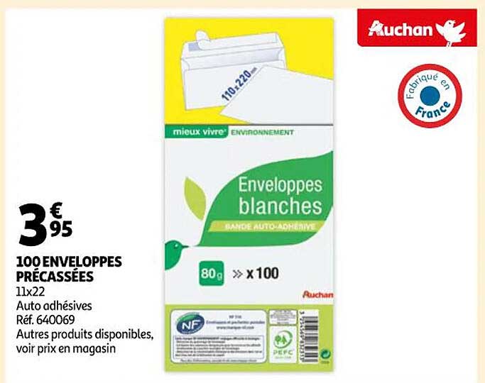100 enveloppes précassées