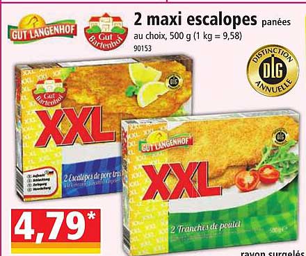 2 maxi escalopes panées gut langenhof