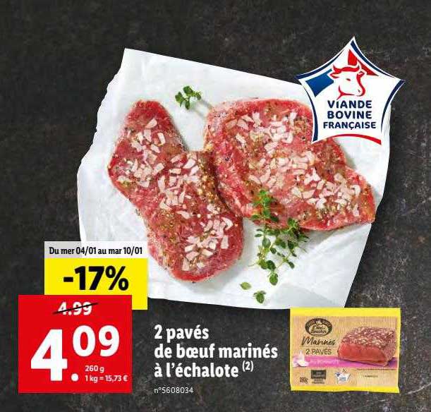 2 pavés de bœuf marinés à l'échalote