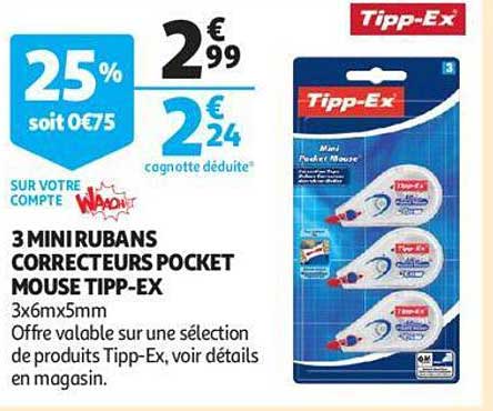 3 mini rubans correcteurs pocket mouse tipp-ex