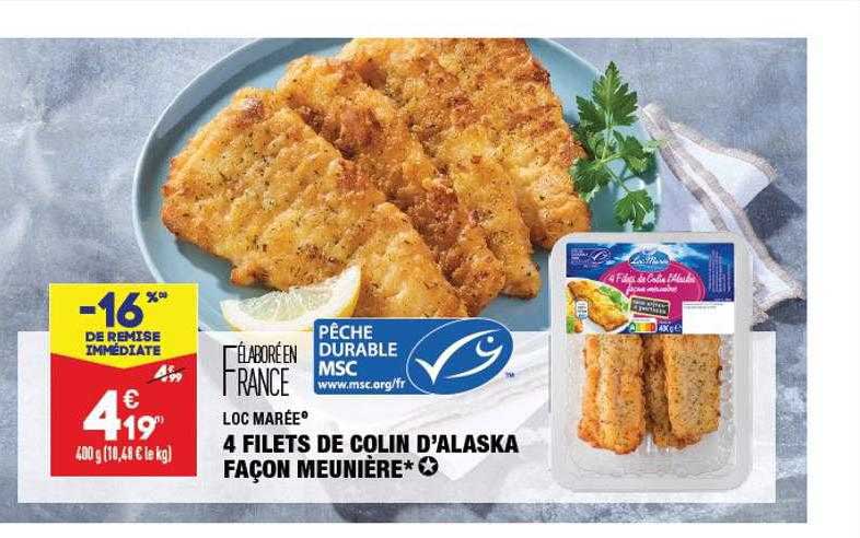 4 filets de colin d'alaska façon meunière