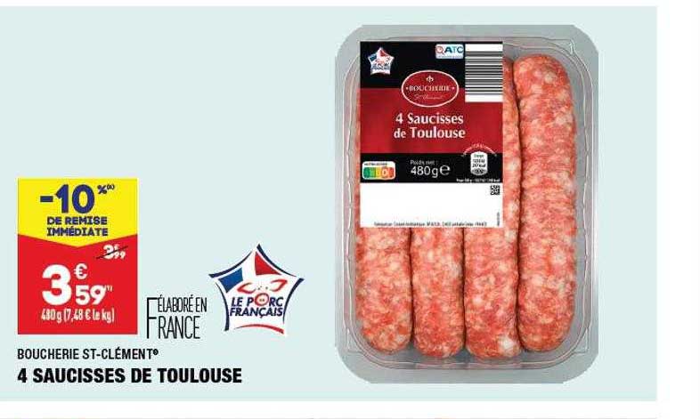 4 Saucisses De Toulouse Boucherie St-clément
