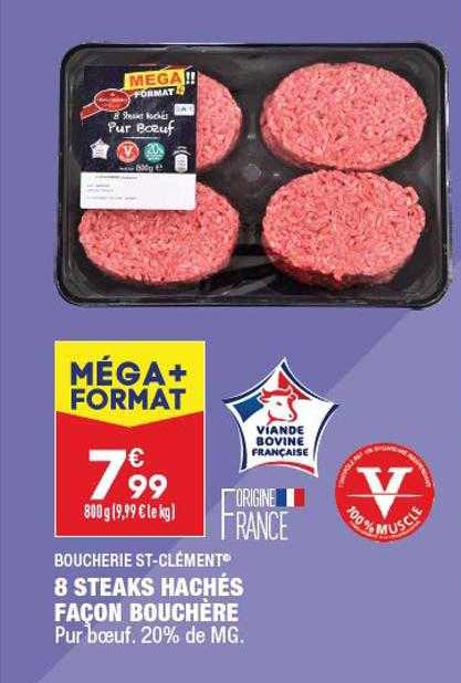 8 steaks hachés façon bouchère boucherie st-clément