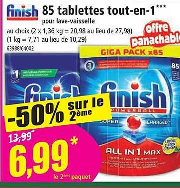 85 tablettes tout-en-1 pour lave-vaisselle finish