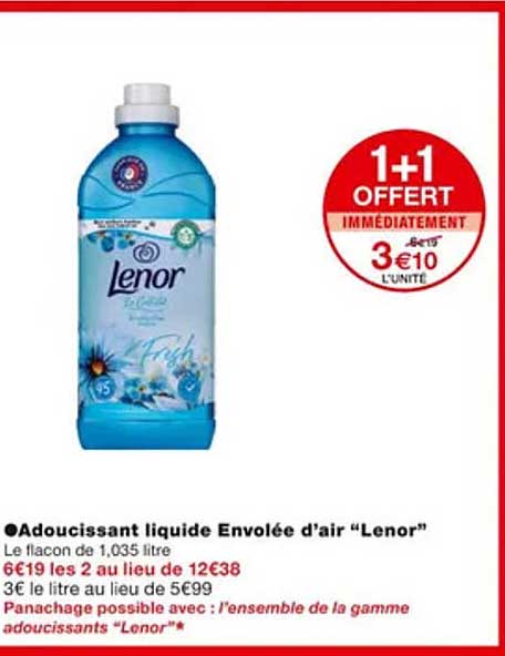 adoucissant liquide envolée d'air "lenor"