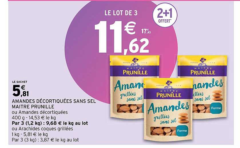 amandes décortiquées sans sel maître prunille