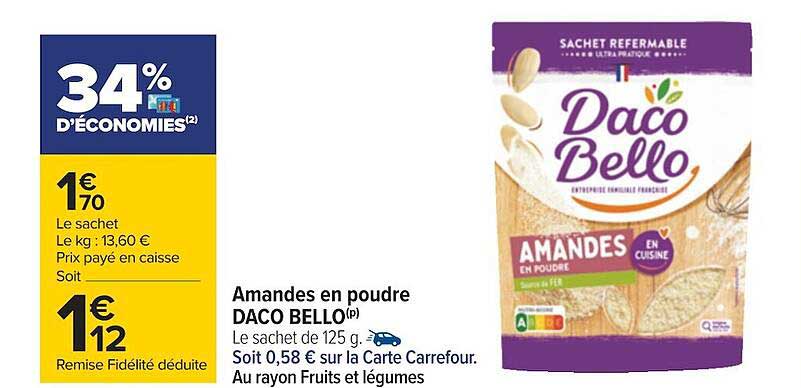 amandes en poudre daco bello