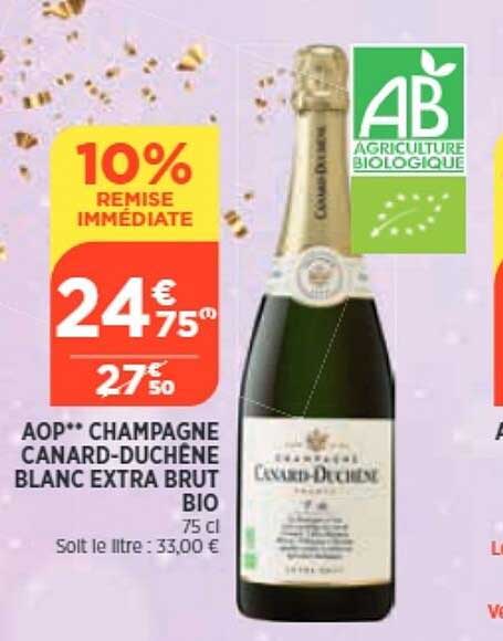 aop champagne canard-duchêne blanc extra brut bio