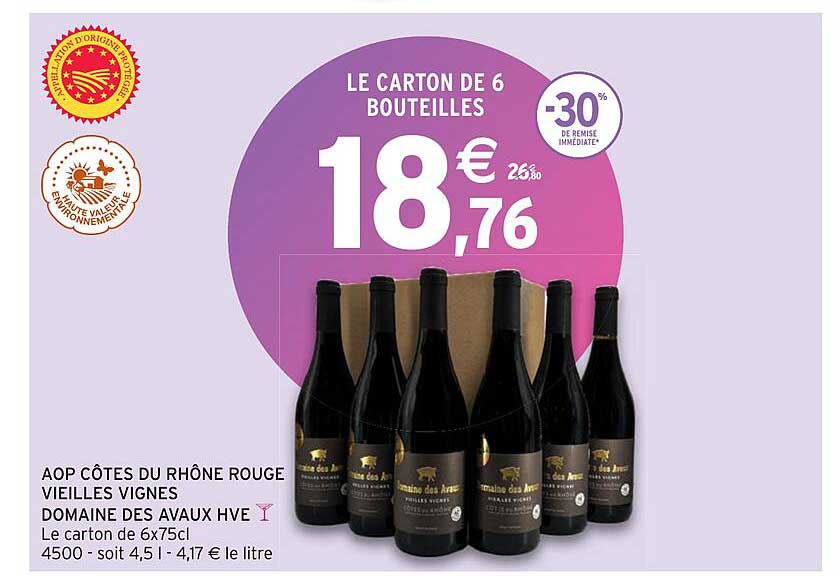 aop côtes du rhône rouge vieilles vignes domaine des avaux hve