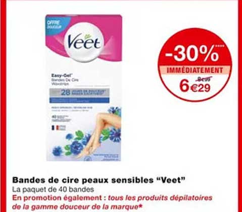 bandes de cire peaux sensibles "veet"
