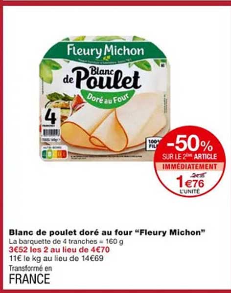 blanc de poulet doré au four "fleury michon"