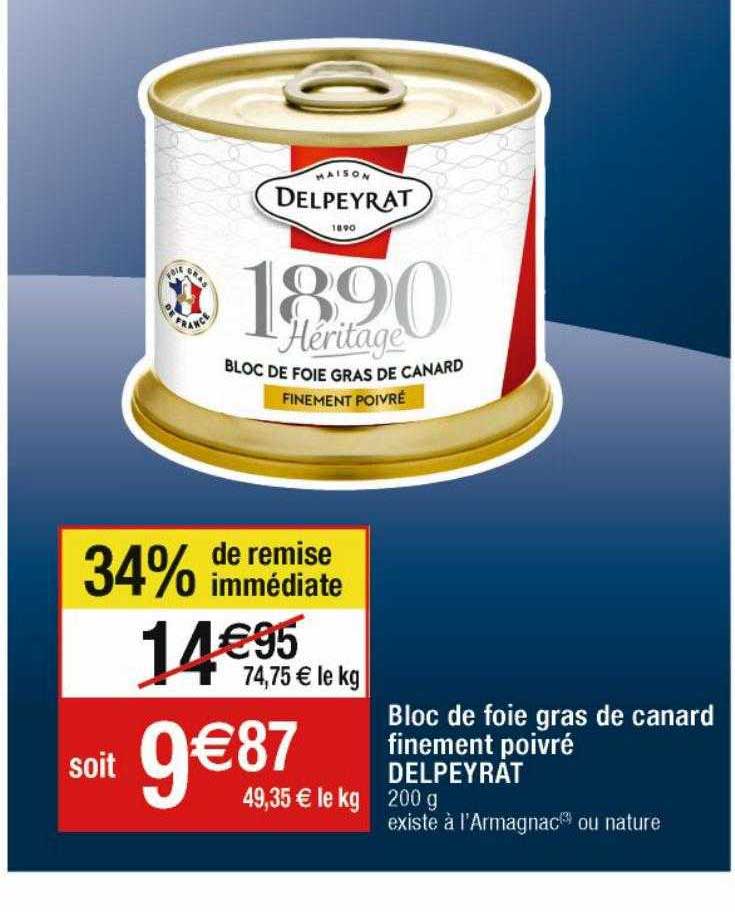 bloc de foie gras de canard finement poivré delpeyrat