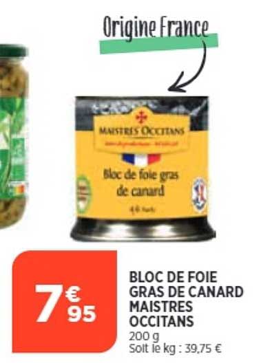 bloc de foie gras de canard maistres occitans