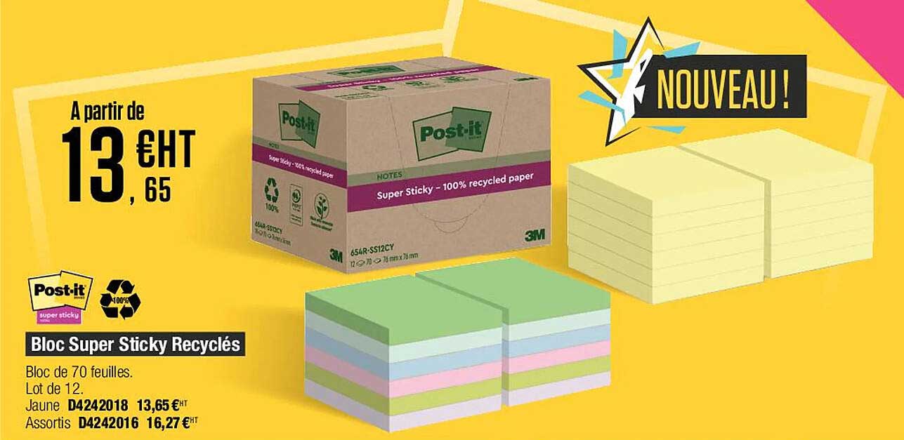 bloc super sticky recyclés post-it