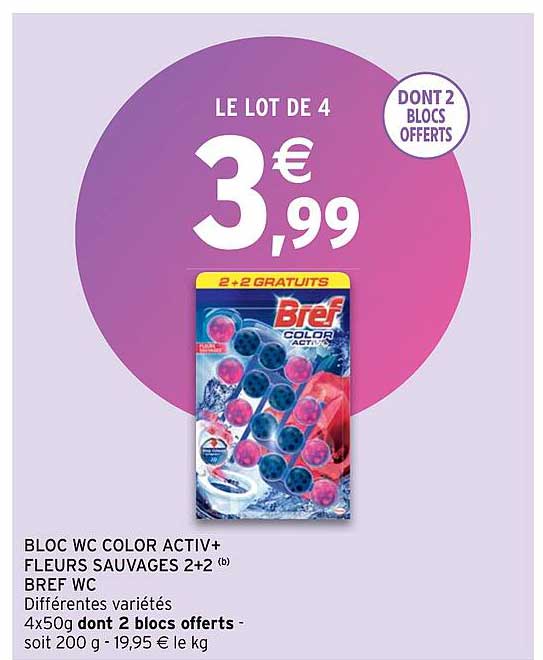 Bloc Wc Color Activ+ Fleurs Sauvages 2+2 Bref Wc
