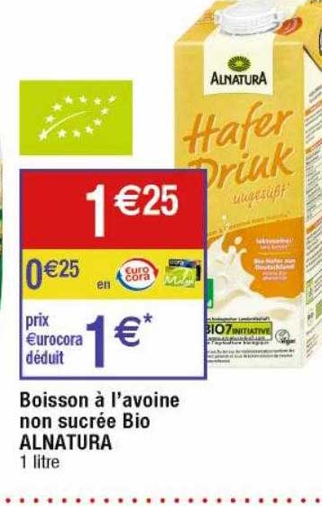 boisson à l'avoine non sucrée bio alnatura