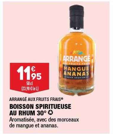 boisson spiritueuse au rhum 30° arrangé aux fruits frais