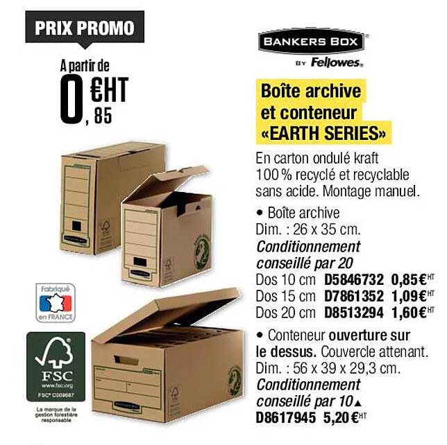 boîte archive et conteneur «earth series» bankers box by fellowes