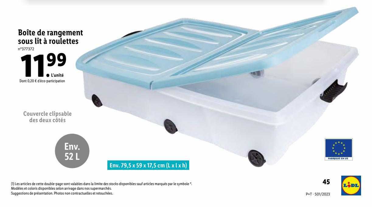 boîte de rangement sous lit à roulettes