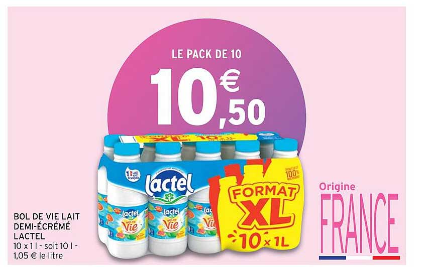 bol de vie lait demi-écrémé lactel