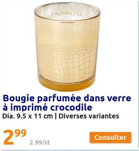 bougie parfumée dans verre à imprimé crocodile